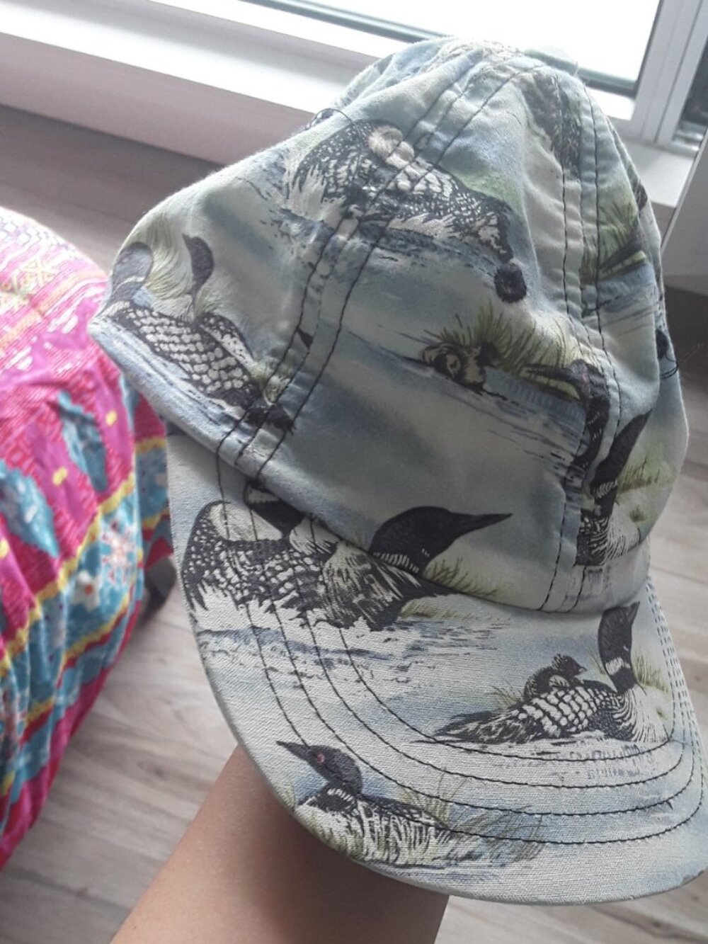 VTG Madcaps Made in USA Vintage Denim-Style Loon Bird Print Hat